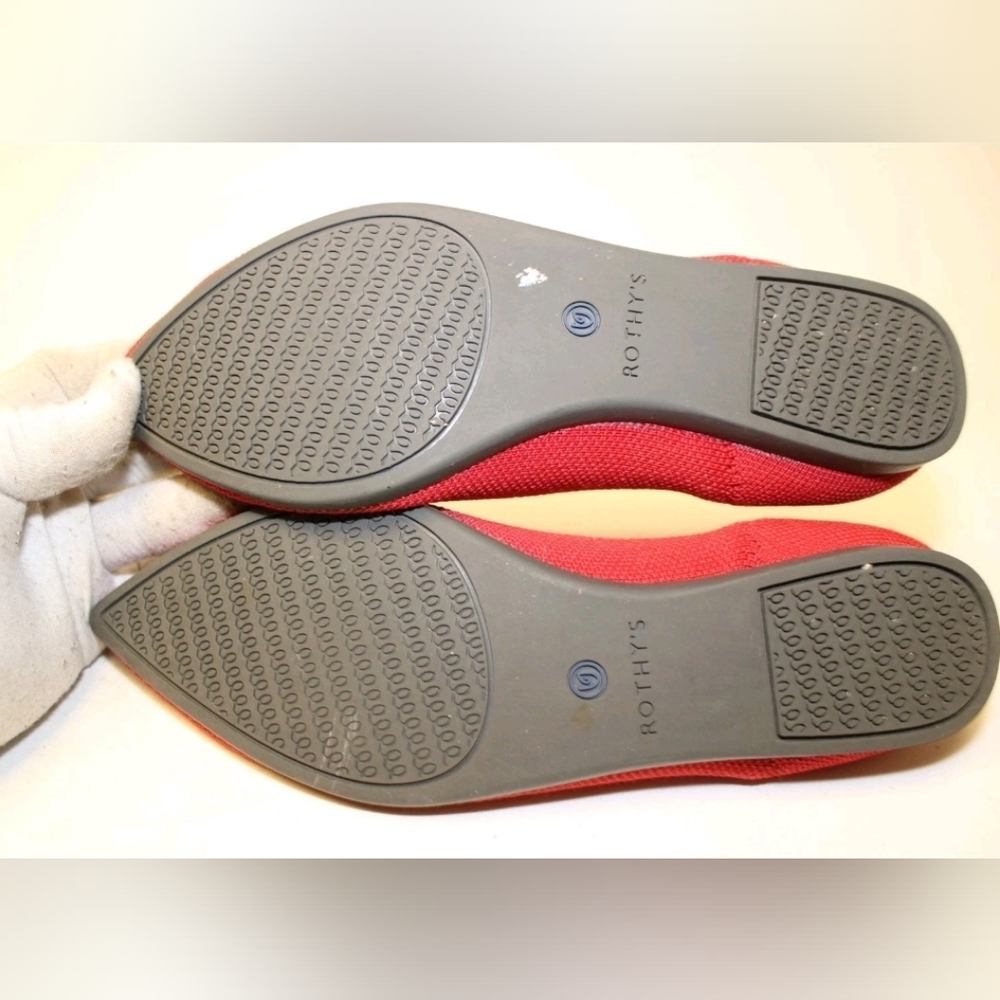 Rothy's Bright Red Textile Ballet Flat Women Size 7.5 38 The Point Comfort Shoes - Picture 14 of 14